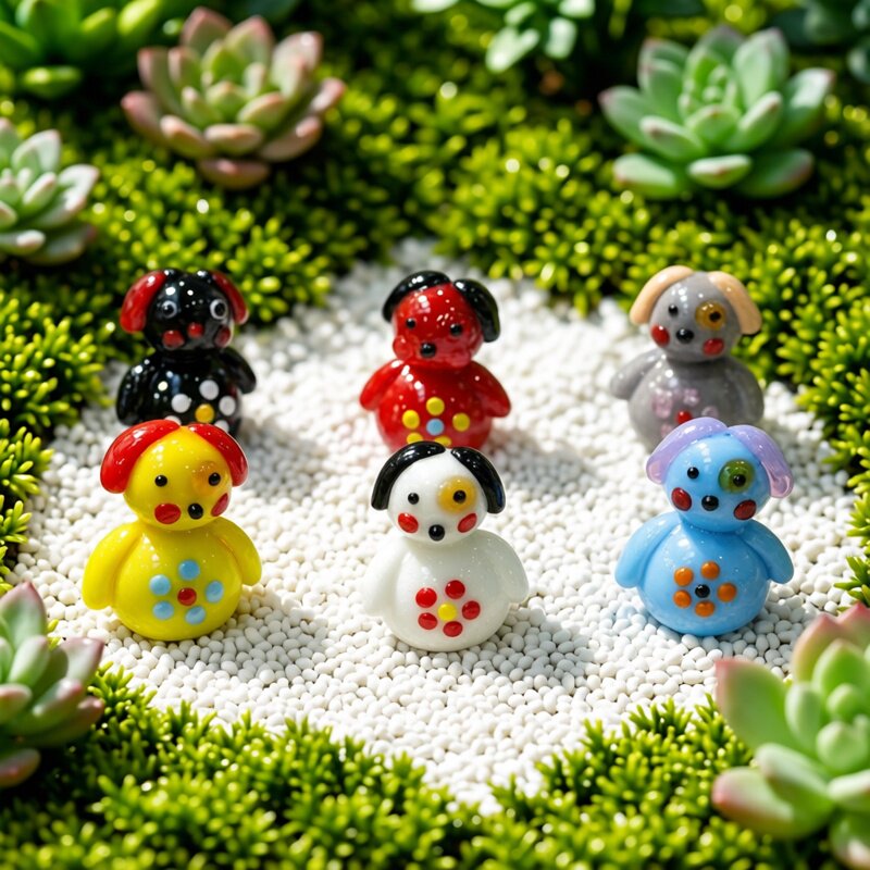 Bonsai Garden Japan - 手作ミニガラス犬フィギュア 可愛いカワイイ小さなキャラクター動物スタチュー デスクトップホームデコレーション フェアリーガーデン盆栽アクセサリー クリスマス正月プレゼント 子供への贈り物