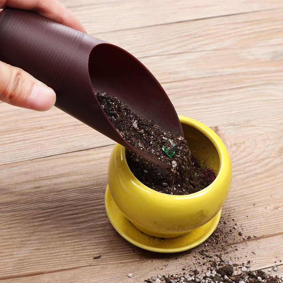Soil Scoop Tool - プラスチック製の庭の手入れ用の芝生の形をしたポーチ,植物が付いた園芸用の小さなガーデンツール,1ユニット
