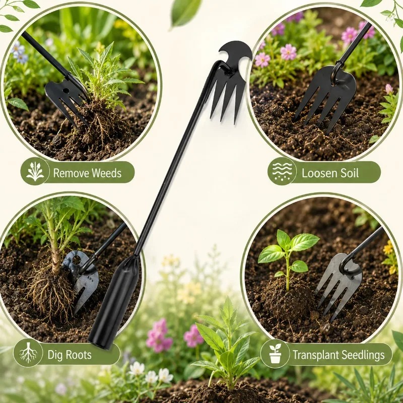 2in1ガーデンレーキ手動種子草根除去ツールプーラーシャベル - Soil Scoop Tool のレビューと価格