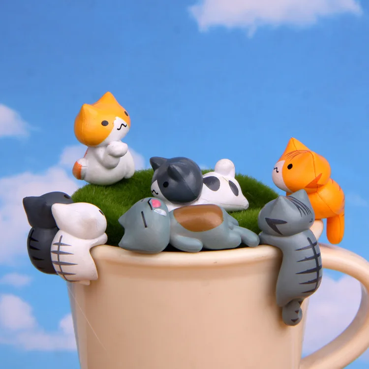 6 ピース/セット漫画ラッキー pvc 猫ホームガーデン盆栽 - First Bonsai Garden のレビューと価格
